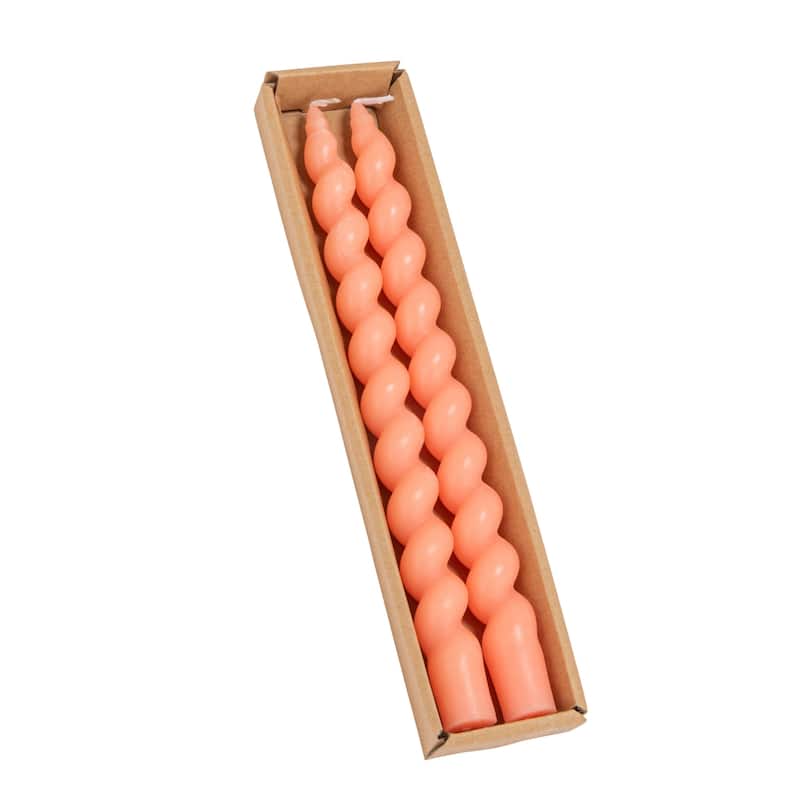 Unscented Twisted Taper Candles in Box - 0.88"L x 0.88"W x 10.0"H - Pink