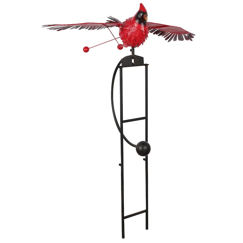 Alpine Corporation NCY408 Metal Rocking Cardinal Stake, Stylish Decor for Garden, Patio, & Lawn 59"H Red