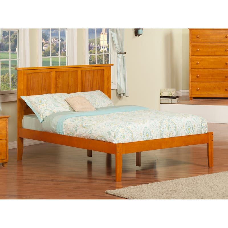 King Platform Bed - City Chic Style Walnut Finish - Modern Bedroom Furniture