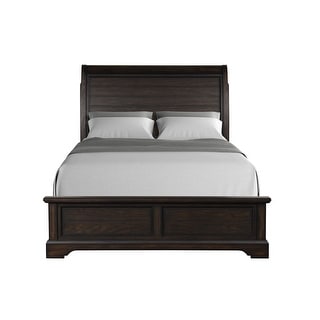 Queen Size Solid Wood Sleigh Bed with Elm Veneers and Traditional ...