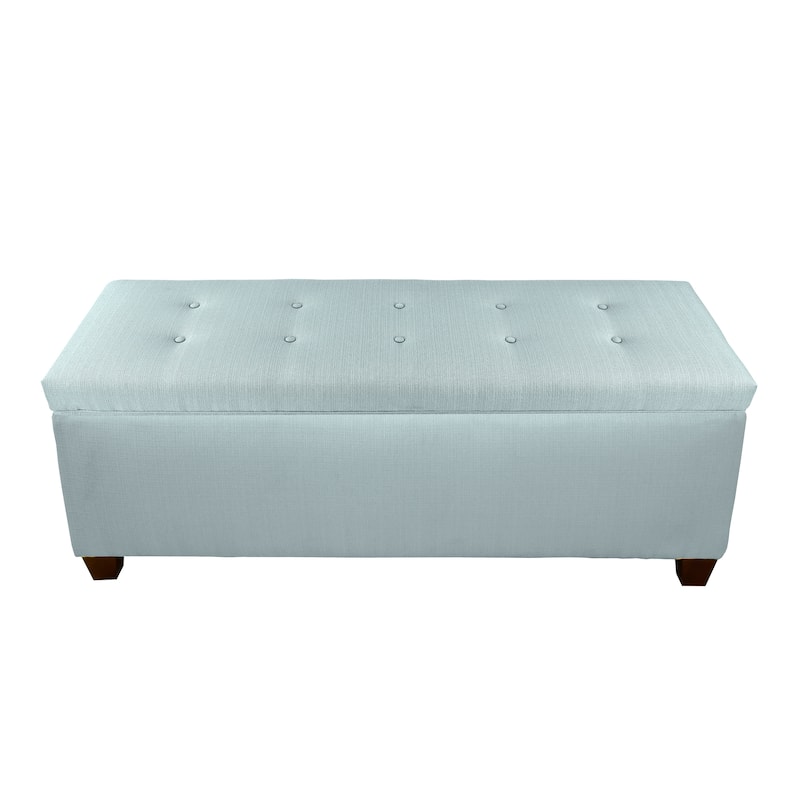 Sole Secret Button Tufted Linen Storage Bench - Lt Blue