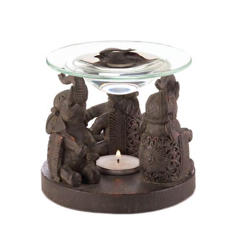 Modern Art Metal and Glass Candle Oil Warmer