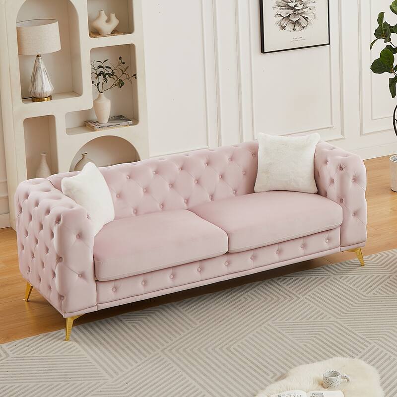 Modern Luxury Velvet Sofa with Chesterfield Quilted Button Accents