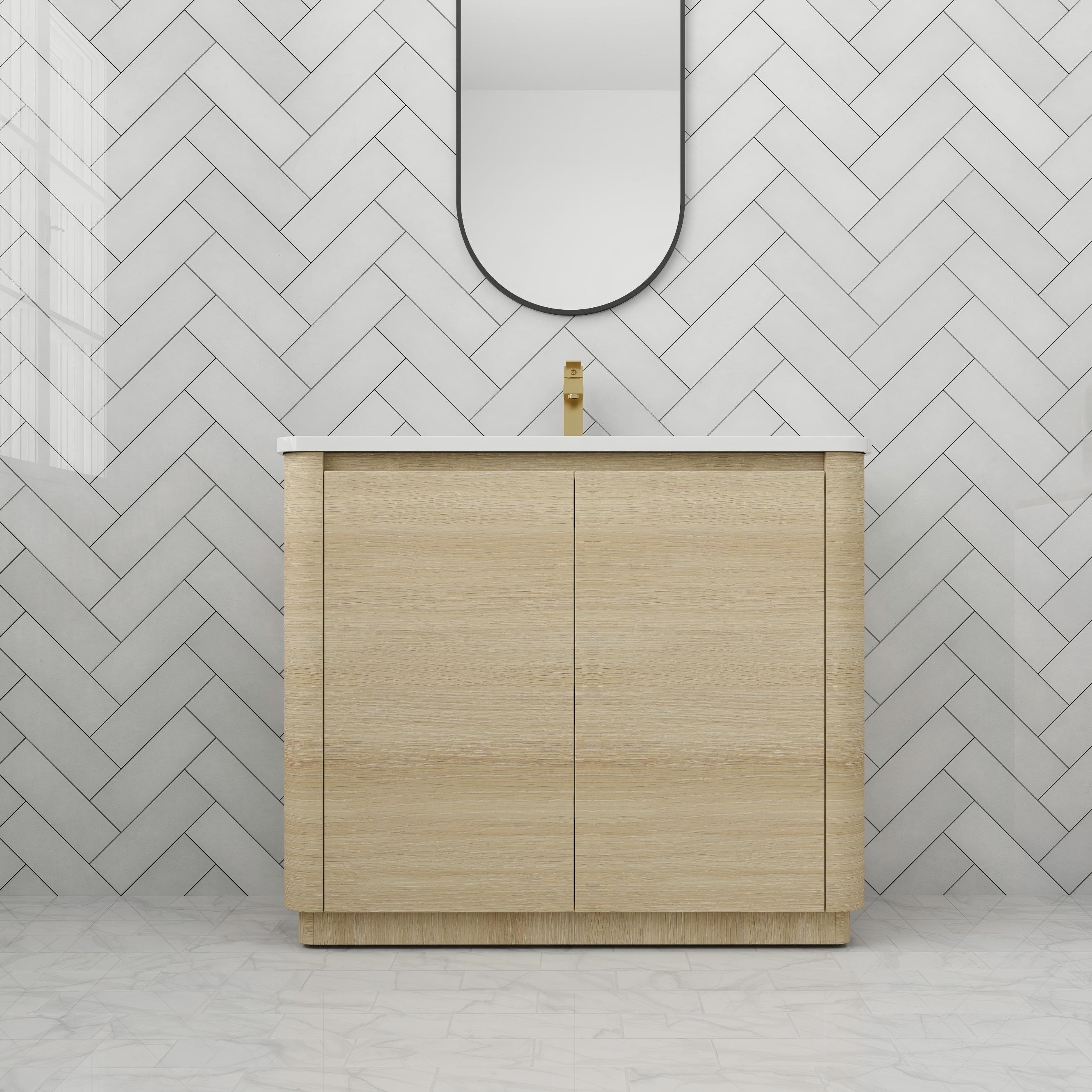 ARTCHIRLY 36"/40"/48"/52"/60"/64"/84"/92" Bathroom Vanity with Sink, Freestanding Vanity with Doors and Adjustable Shelf