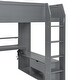 preview thumbnail 12 of 10, Full Wooden Loft Bed with Desk Storage Shelves LED & Charging Station-Grey