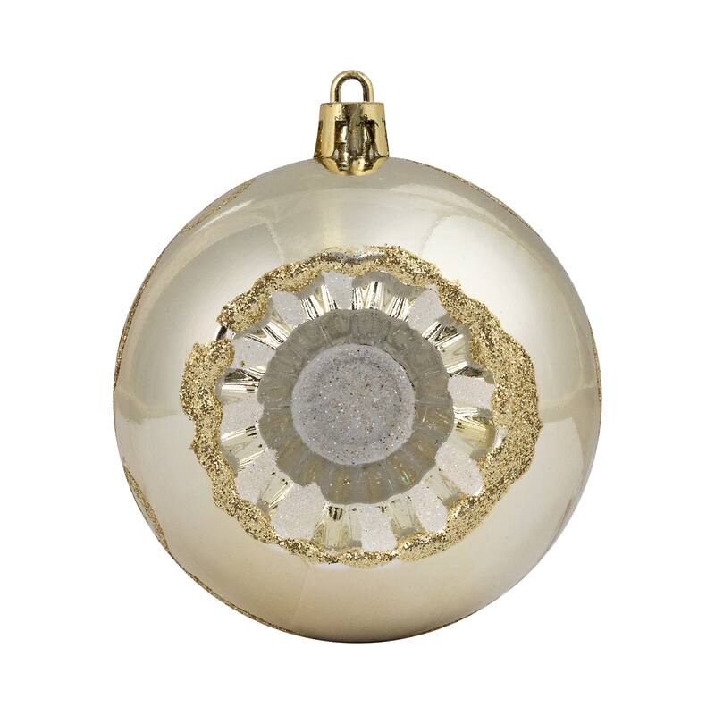 5ct Gold Retro Reflector Shatterproof Christmas Ball Ornaments 3.25"