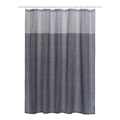 French Connection Navy Cotton Blend 13 Piece Shower Curtain Set 72x72