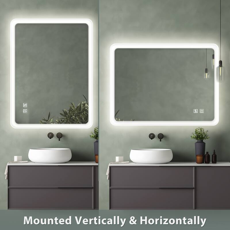 Yulika LED Bathroom Mirror 3 Colors LED Vanity Mirror with Anti-Fog and Stepless Dimmable