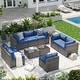 preview thumbnail 103 of 179, AOXUN Fire Pit Conversation Set Rattan Sofa Set Outdoor Furniture With Cushions Grey-Navy - 10-Piece