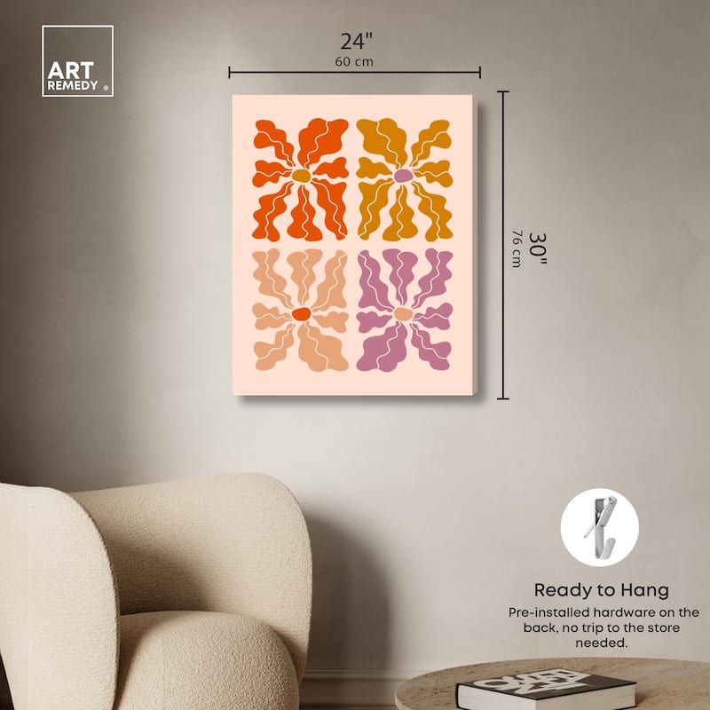 Four Flowers Poster Canvas by Art Remedy, Gallery Wrapped