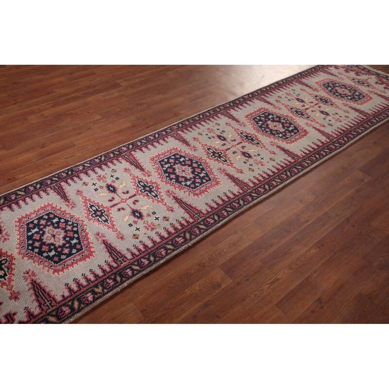Geometric Viss Oriental Runner Rug Handmade Wool Carpet - 2'6"x 10'0"