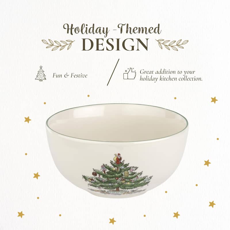 Spode Christmas Tree Set of 4 Fruit Salad Bowls - 5.5 Inch