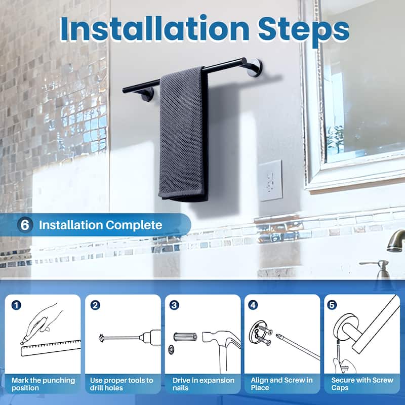 WOWOW Mutiple Length Wall Mounted Stainless Steel Towel Bar