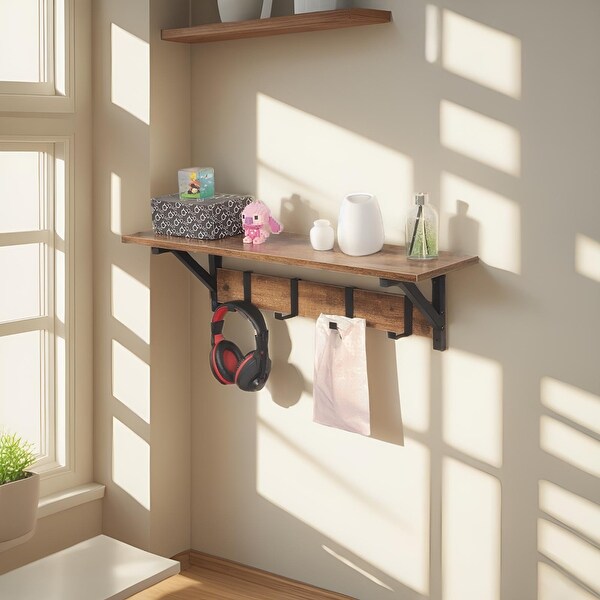 Wall Mounted Floating Coat Rack with Hooks Space Saving Entryway