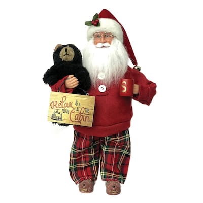 14" Santa Claus "Relax You'Re At The Cabin" Christmas Figurine