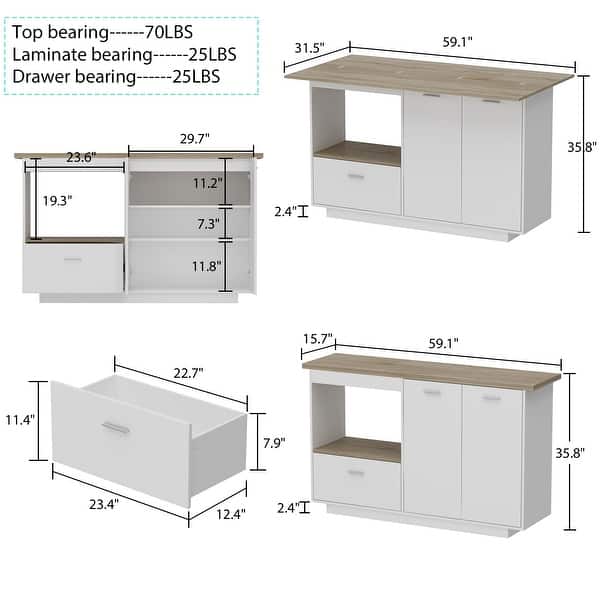 Sideboard Kitchen Island Storage Cabinet Extendable Table Bar Table ...