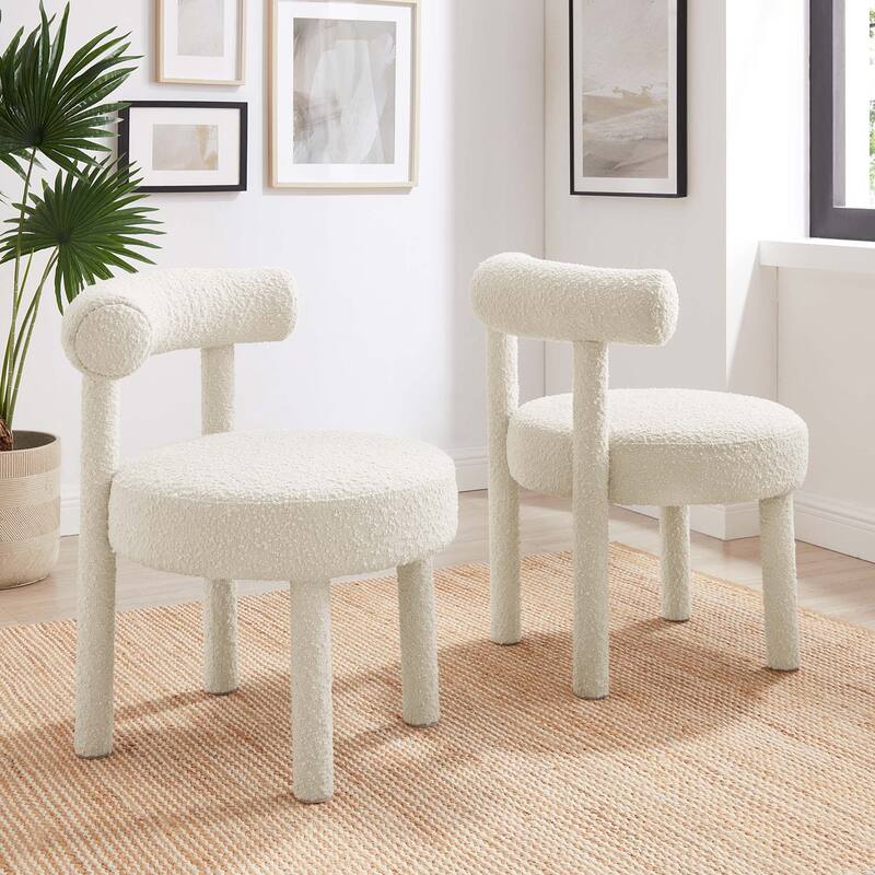 Toulouse Boucle Fabric Dining Chair - Set of 2 - Ivory