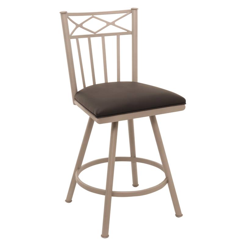 Tempo Furniture Lennix Swivel 26" Counterstool w/ Fully Welded Metal Frame (Commercial Grade) by Furnish Theory (Various Colors) - Sterling Mist & Obsidian Black