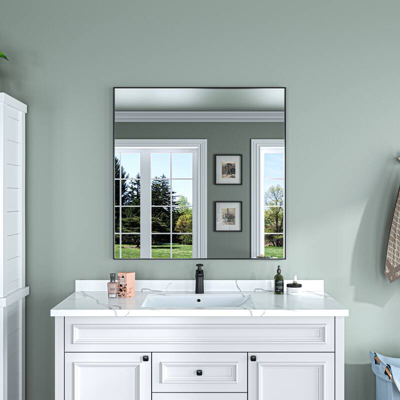 TOOLKISS Aluminum Alloy Round & Right Angle Frame Vanity Mirror