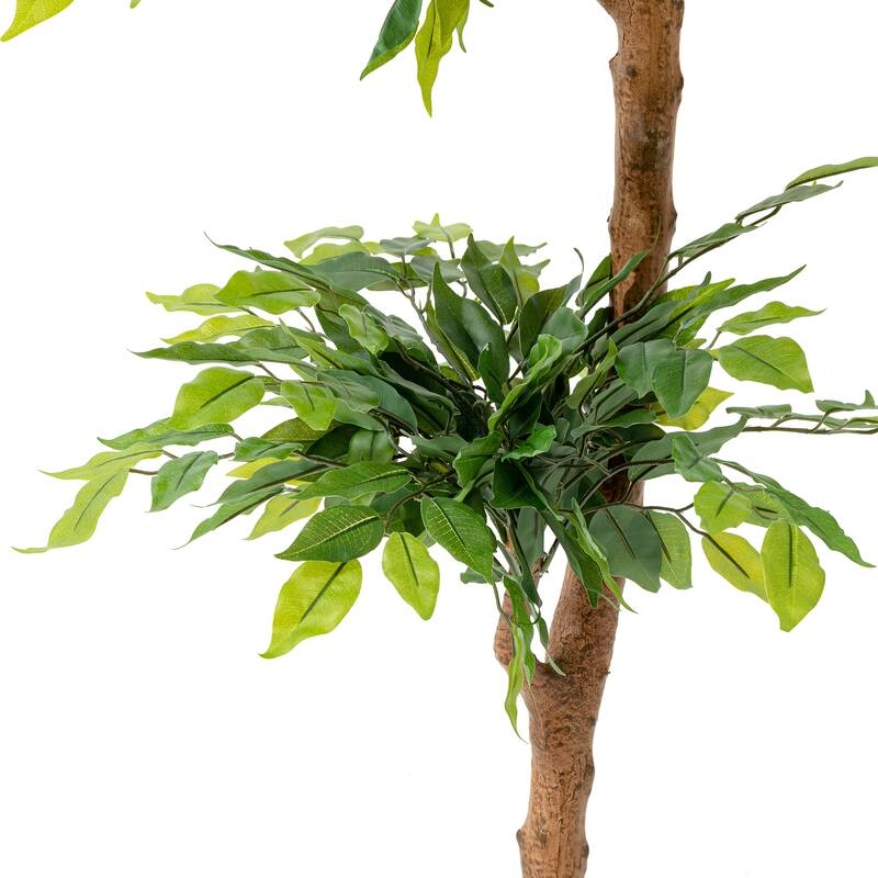 Glitzhome 3ft-6ft Set of 2 Artificial Olive Trees/ Bamboo/ Ficus with Ceramic Planters Real Touch
