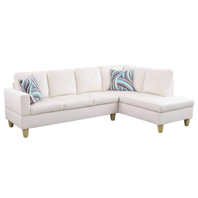 66.5" White Flannel 3-Piece Living Room Sofa Set