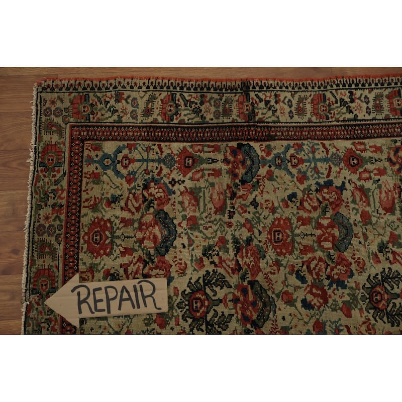 Hand Knotted Oriental 100% Wool Carpet Traditional Floral Beige & Ivories Senneh Area Rug - 6' 2'' X 3' 9''