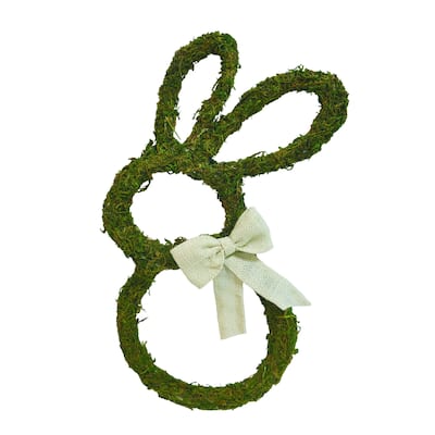 Transpac Natural Fiber 18.9" Easter Bunny Shaped Wreath