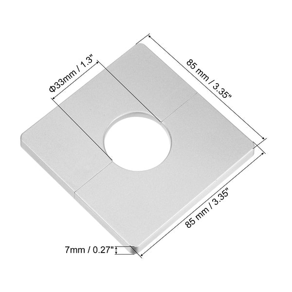 dimension image slide 2 of 8, Wall Split Flange, ABS Square Self-Adhesive Escutcheon Plate with Diameter Hole, Water Pipe Cover for Water Faucet Decorations