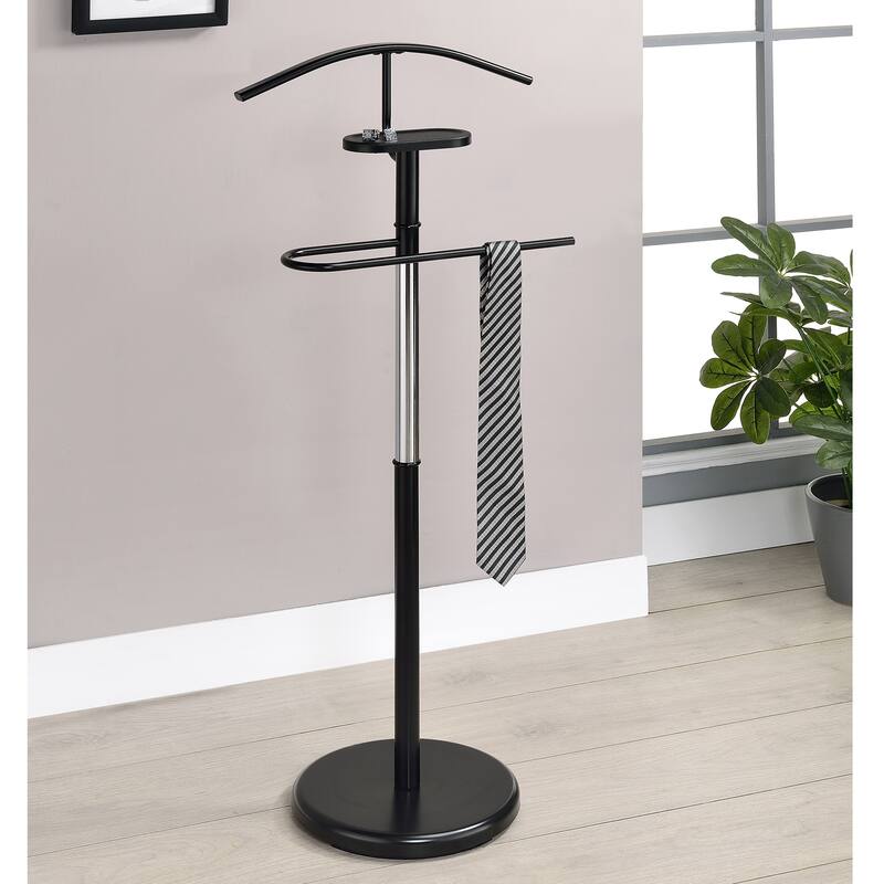 Valet Stand Contemporary Metal Organizer Stand with Tray for Essentials - Black