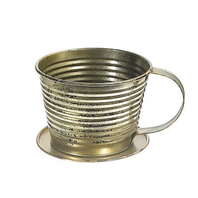 Metal Teacup Planter (Antique Finish)
