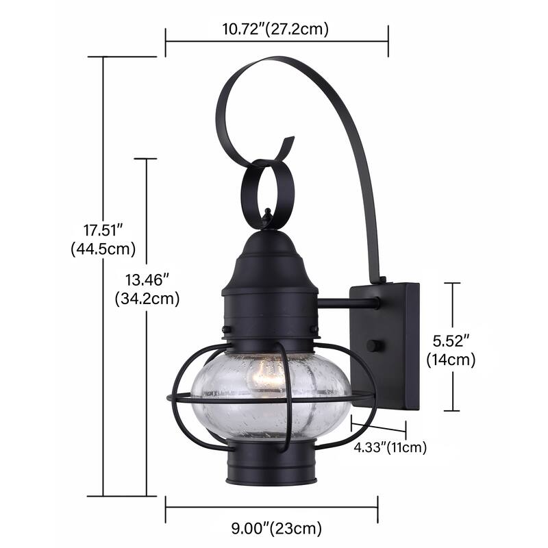 1- Light Outdoor Wall Lantern Light - 9"x10.72"x17.51"