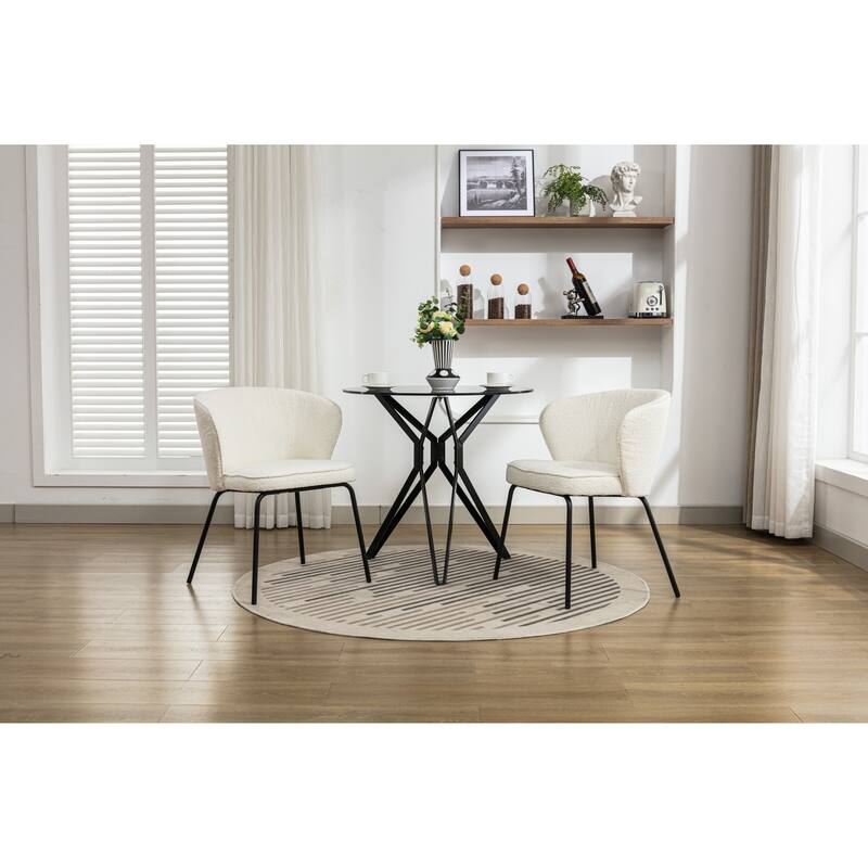 Modern 2 Piece Fabric Kitchen Dining Chair with Backrest, Cushions, Metal Legs for Dining Room Kitchen Living Room Bedroom