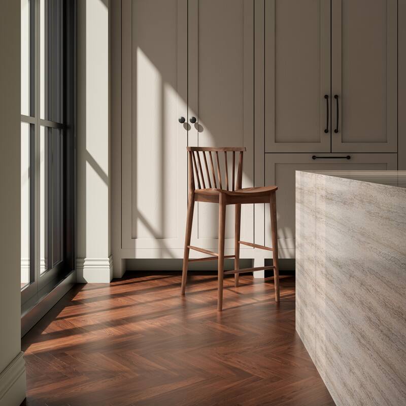 NADAAL STUDIOS Briar Counter Stool, Solid Walnut Frame, Natural Walnut