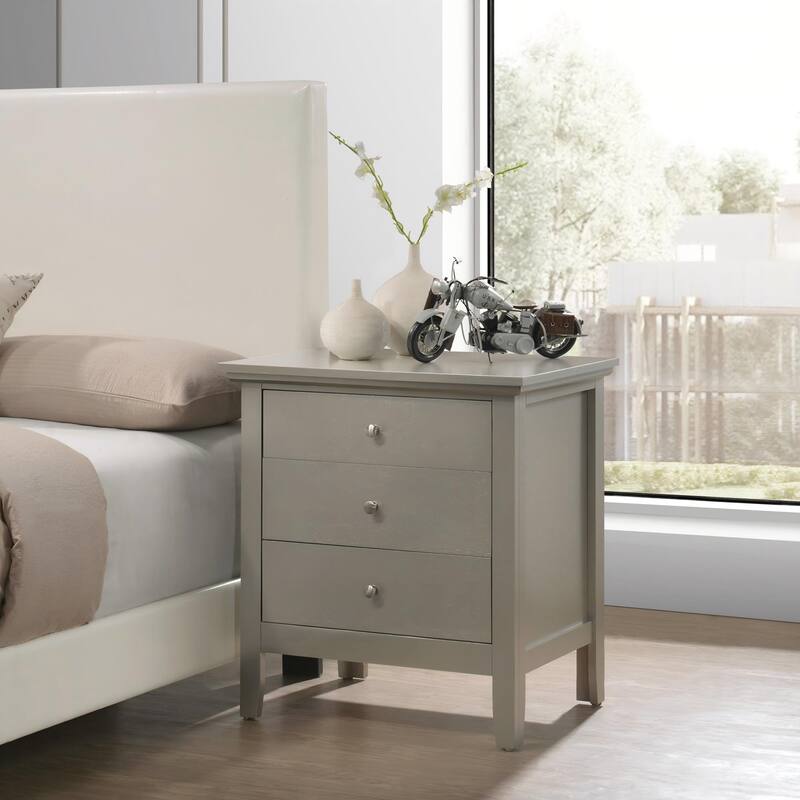 Silver Champagne Nightstand, No Assembly Needed - Champagne