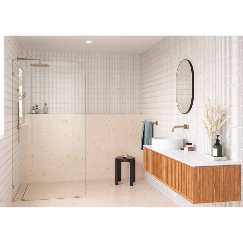 Glass Warehouse 38" x 78" Frameless Shower Door - Single Fixed Panel Radius