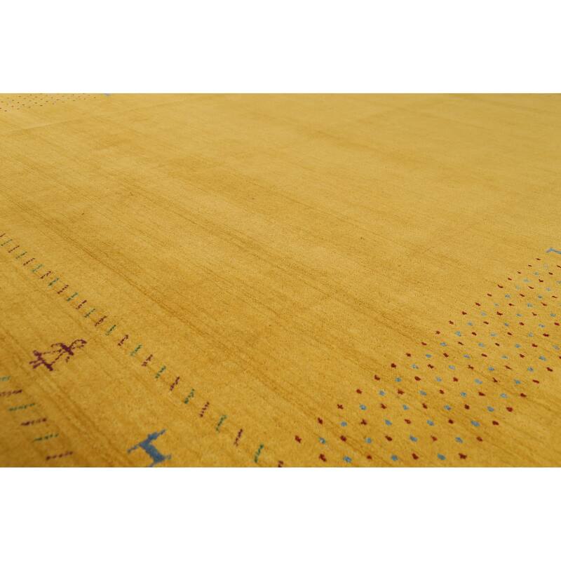 Tribal Yellow Gabbeh Indian Rug Hand-Knotted Oriental Wool Carpet - 8'4"x 10'0"