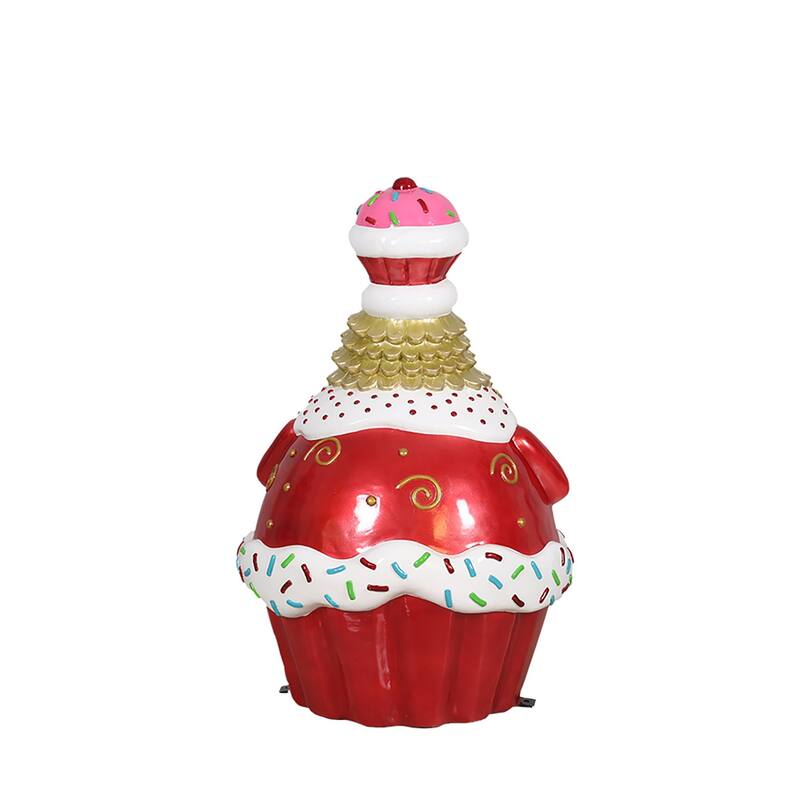 Santa Cupcake Fiberglass Outdoor Commercial Christmas Decoration - 48"