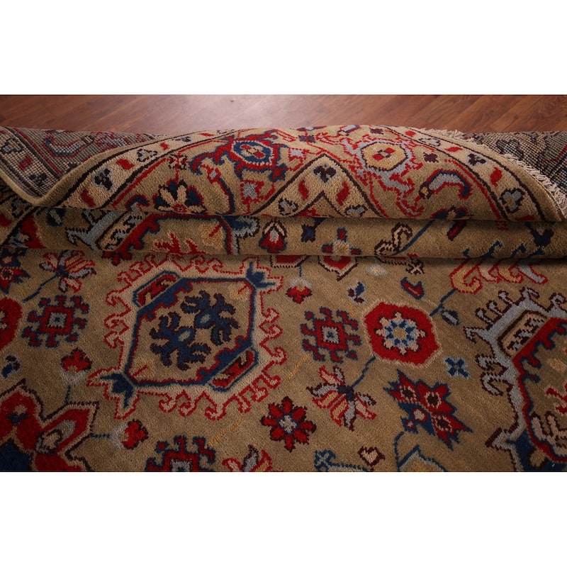 All-Over Brown Oushak Oriental Area Rug Hand-Knotted Wool Carpet - 7'11"x 9'10"