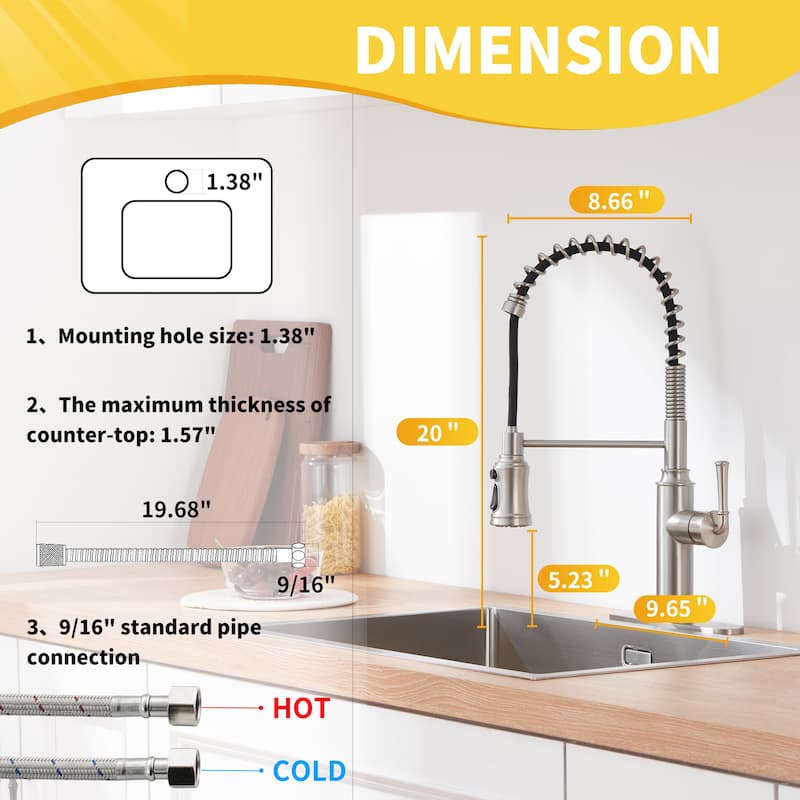 Single Handle Pull Down Sprayer Kitchen Faucet with Touchless Sensor