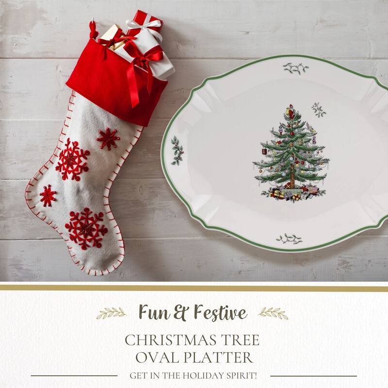 Spode Christmas Tree Oval Platter - 17" L x 14" W