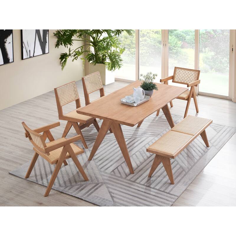 Rattan Arm Chair Set of 2 with Natural Finish for Outdoor Comfort and Style - Natural