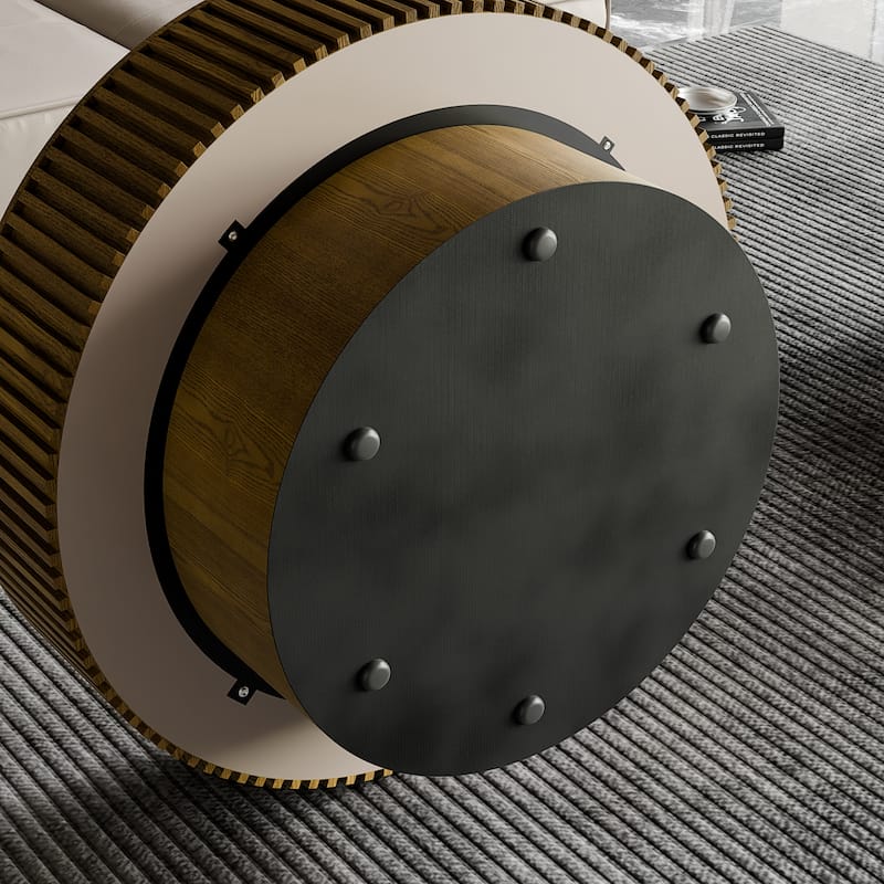 Modern 31.5" Round Coffee Table with Storage Solid Wood Veneer for Living Room and Bedroom Use