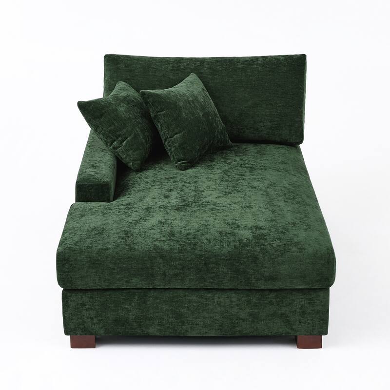 40.8"W Modern Chenille Upholstered Chaise Lounge with Pillow
