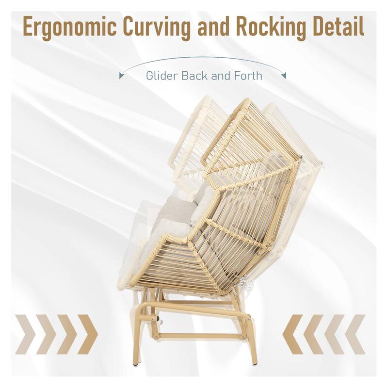 Outdoor Glider Egg Chair with Cushion and Ottoman
