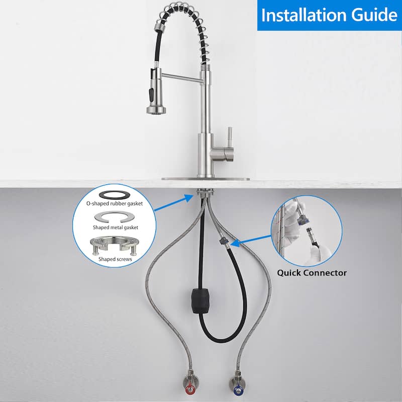 Pull Down Kitchen Faucet with Soap Dispenser in Stainless Steel