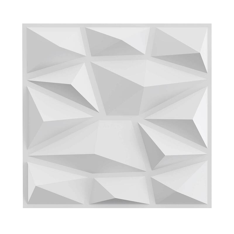 Costway 50/100 Pack 3D Wall Panels, PVC Diamond Textured Wall Tiles - 50 Pack