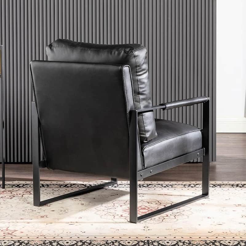 Hosam 25.4" PU/Microfiber Upholstery Metal Arms Chair