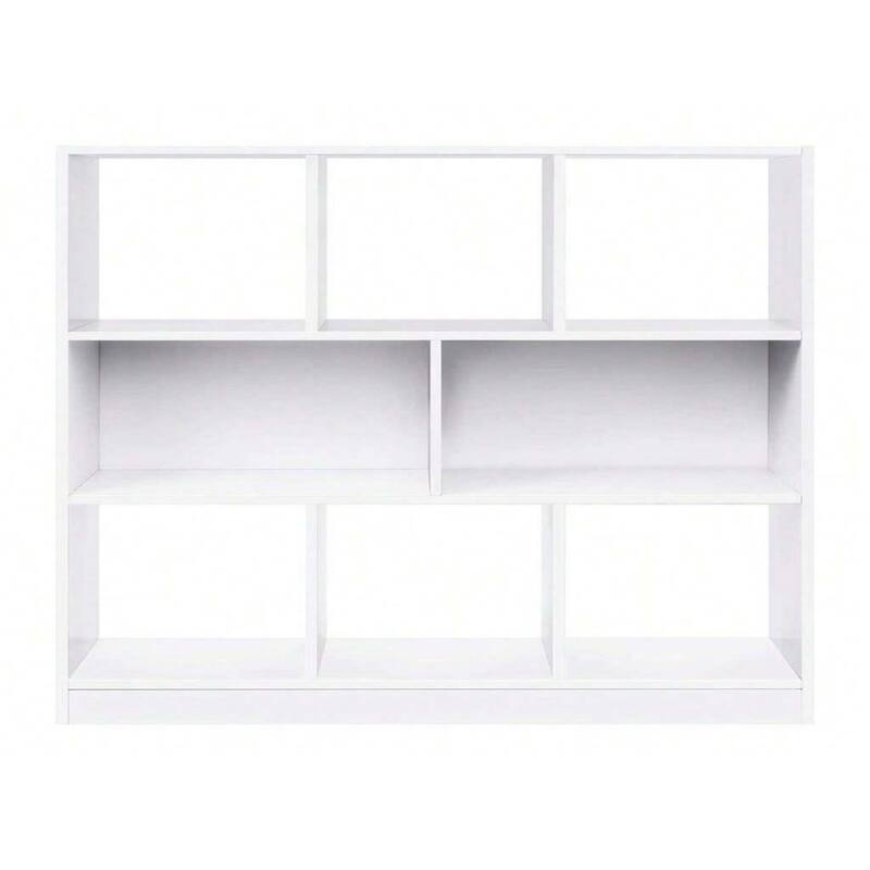 White Freestanding Wooden Bookcase with 8 Open Compartment Perfect for Decorative Item or Plants - 35.4”L x 11”W x 39.4”H