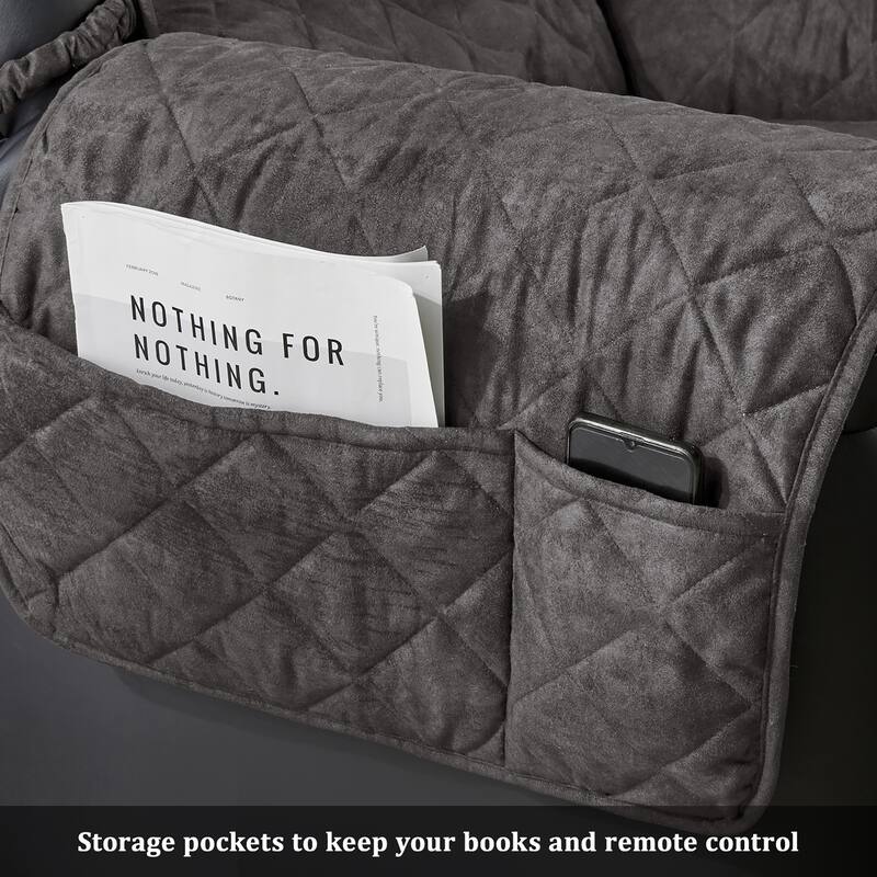Stonecrest Non Slip Recliner Chair Cover, Waterproof Faxu Suede Recliner Slipcover