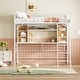 preview thumbnail 4 of 24, Full Size Loft Bed with Desk and Shelf , Loft Bed with Ladder, White